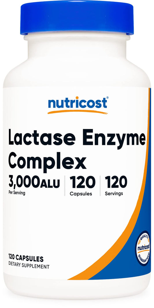 Nutricost Lactase Enzyme Complex 3,000 FCC ALU, 120 Vegetarian Capsules - Non-GMO - NutriGlobal