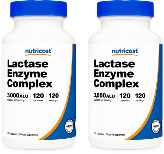Nutricost Lactase Enzyme Complex 3,000 FCC ALU, 120 Veggie Capsules - Non-GMO - NutriGlobal