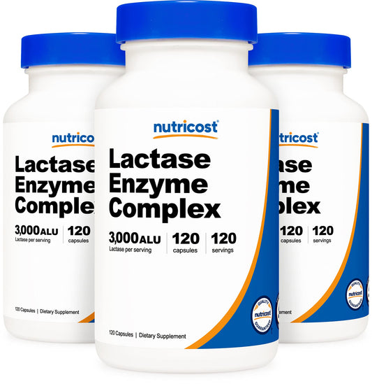 Nutricost Lactase Enzyme Complex 3,000 FCC ALU, 120 Veggie Capsules - Non-GMO - NutriGlobal