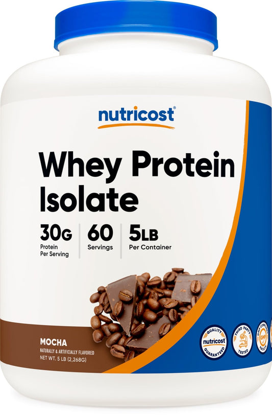 Nutricost Whey Protein Isolate (Mocha) 5LBS - Gluten Free & Non-GMO - NutriGlobal