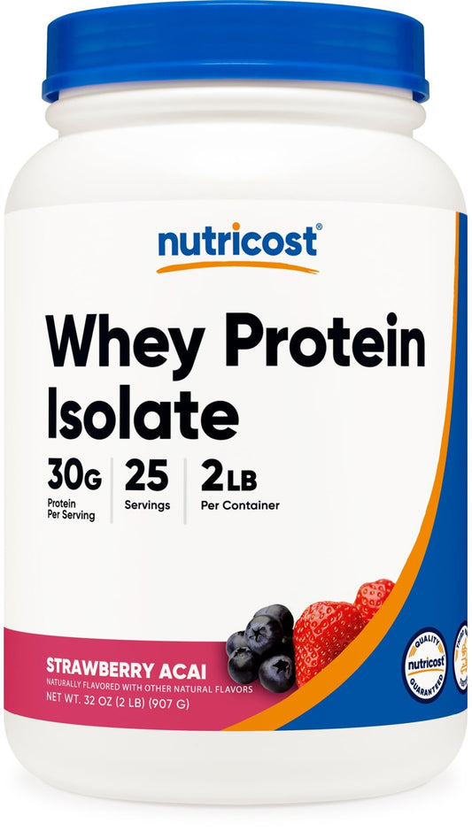 Nutricost Whey Protein Isolate (Strawberry Acai, 2 Pounds) - NutriGlobal