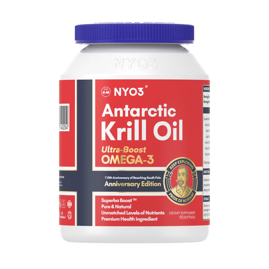 NYO3 Antarctic Krill Oil 1000mg Omega 3 Supplement, EPA & DHA, 90 Softgels Astaxanthin - NutriGlobal