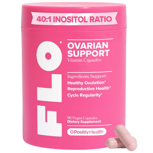 O Positiv FLO Ovarian Health Support - Hormone Balance for Women, Supplement with DIM, Myo & D-Chiro Inositol, Folic Acid - Supports Healthy Ovulation - NutriGlobal