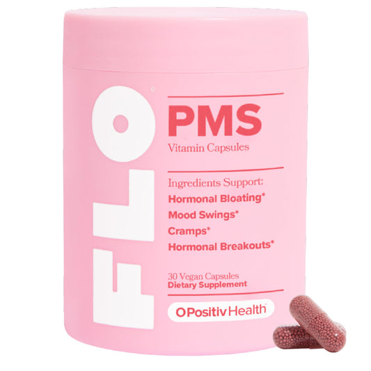 O Positiv FLO PMS Vitamins for Women, 30 Servings (Pack of 1) - Proactive PMS Relief - Targets Hormonal Breakouts, Bloating, Cramps - NutriGlobal