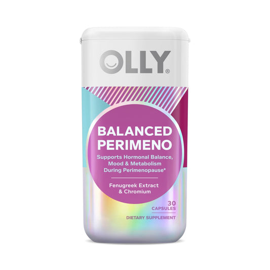 OLLY Balanced Perimeno Capsules, Supports Hormonal Balance, Mood & Metabolism During Perimenopause,* Fenugreek Extract, Chromium, 30 Day Supply - 30 Count - NutriGlobal