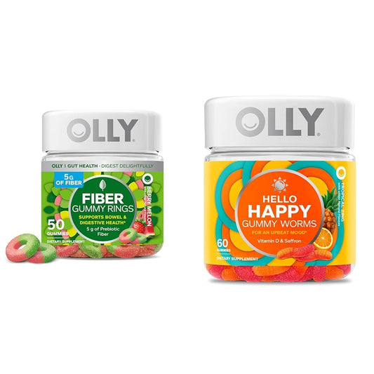 OLLY Fiber Gummy Rings, 5g Prebiotic Fiber, FOS (Fructo-oligosaccharides), Digestive - NutriGlobal