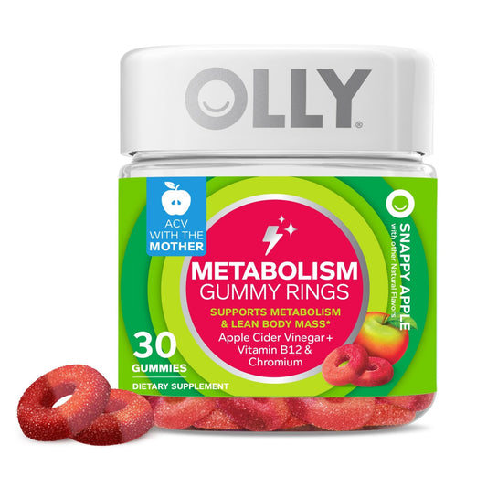 OLLY Metabolism Gummy Rings, Apple Cider Vinegar, Vitamin B12, Chromium, Energy - NutriGlobal