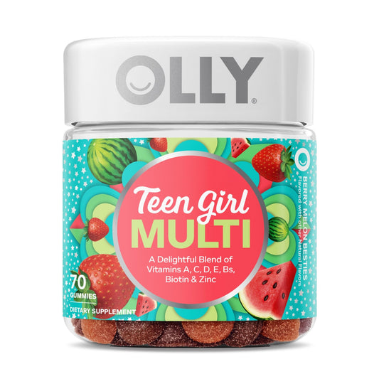 Olly Teen Girl Multi Gummy, Healthy Skin and Immune Support, 15 Essential Vitamins, Biotin, Zinc, Calcium, Chewable Multivitamin - NutriGlobal