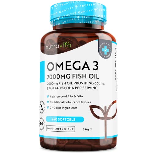Omega 3 2000mg with 660mg EPA & 440mg DHA per Serving - 240 Softgel Capsules - NutriGlobal