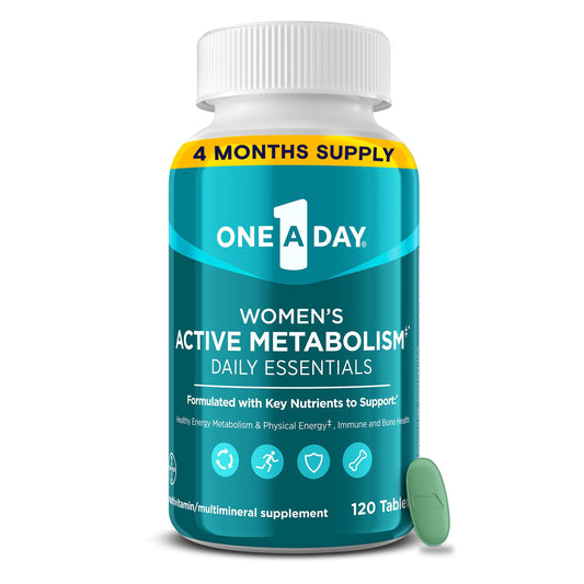 One A Day Women's Active Metabolism Daily Essential, Multivitamin for Women, Metabolism Support, Vitamins for Women with All 8 B-Vitamins, Vitamin D, Magnesium & More,120 Count - NutriGlobal