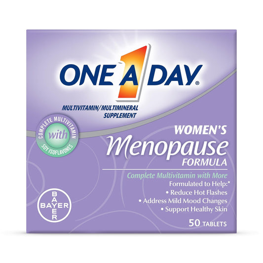 One A Day Women's Menopause Multivitamin with Vitamin A, Vitamin C, Vitamin D, Vitamin E and Zinc for Immune Health Support, Bone health, 50 Count (Packaging May Vary) - NutriGlobal