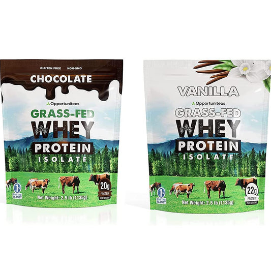 Opportuniteas Chocolate & Vanilla Whey Protein Powder Bundle - Grass Fed Whey Isolate - NutriGlobal
