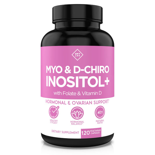 Optify Myo-Inositol & D-Chiro Inositol Supplement for Women – 40:1 Ratio Plus Folate and Vitamin D – Support Healthy Hormonal Balance - NutriGlobal
