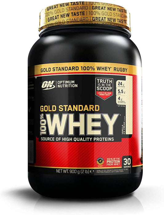 Optimum Nutrition 100 Percent Whey Gold Standard Sports Supplements, 908 g, Vanilla - NutriGlobal