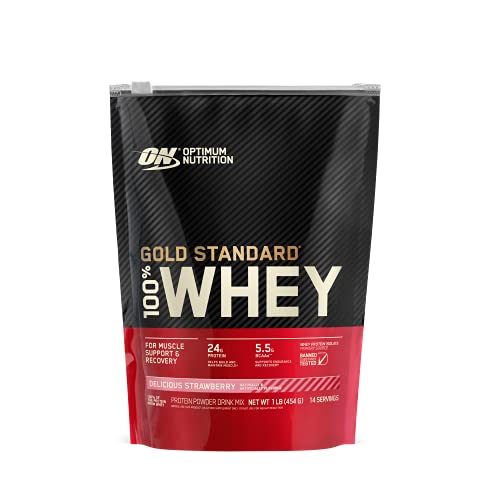 Optimum Nutrition Gold Standard 100% Whey Protein Powder, Strawberry, 1 Pound - NutriGlobal