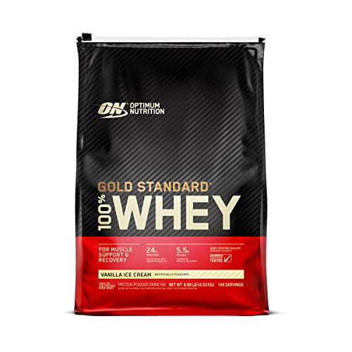 Optimum Nutrition Gold Standard 100% Whey Protein Powder, Vanilla Ice Cream, 10 Pound - NutriGlobal