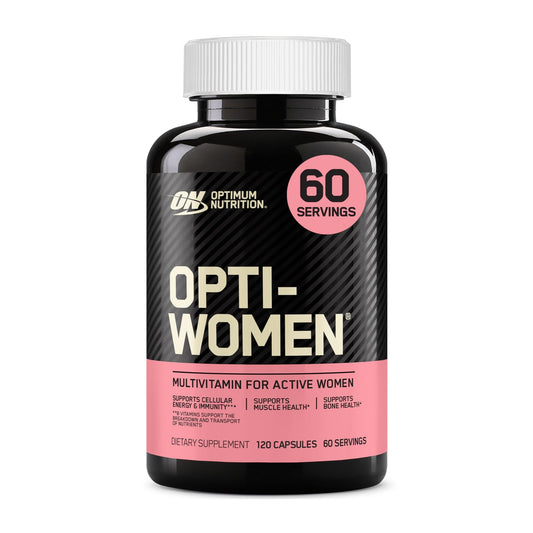 Optimum Nutrition Opti-Women, Vitamin C, Zinc and Vitamin D for Immune Support Womens Daily Multivitamin Supplement with Iron, Capsules, 120 Count - NutriGlobal