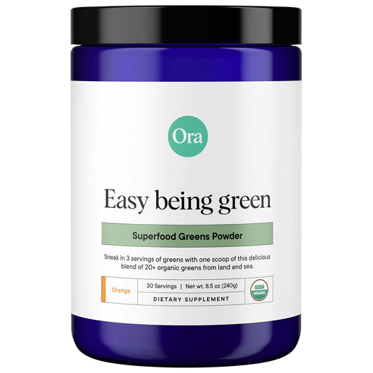 Ora Organic Greens Powder - Vegan, Gluten-Free, Organic Super Greens Drink for Energy and Detox | Antioxidants & Adaptogenic Herbs | 20+ Superfood Greens Blend - Citrus Flavor, 30 Servings - NutriGlobal
