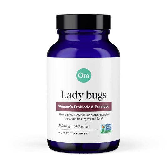 Ora Organic Prebiotics and Probiotics for Women - Lactobacillus for Vaginal and Urinary Tract Health, Contains 16 Billion CFU, 6 Strains - 1 Month Supply, 60 Vegan Probiotic Capsules - NutriGlobal