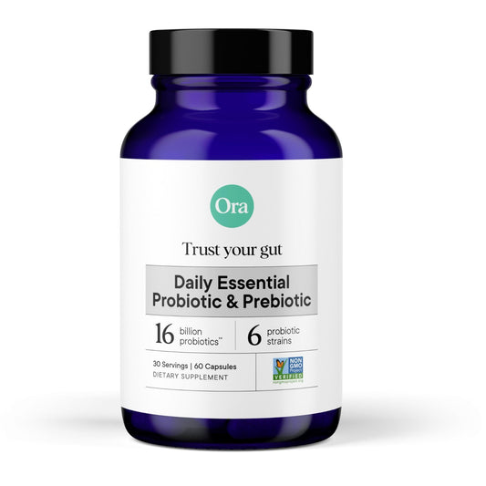 Ora Organic Probiotics with Prebiotics for Digestive Health 16 Billion CFU - Trust Your Gut - Strains - Acidophilus Lactobacillus Breve Bifidum Lactis - NutriGlobal