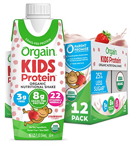 Orgain Organic Kids Nutritional Protein Shake, Strawberry - Kids Snacks with 8g Dairy - NutriGlobal