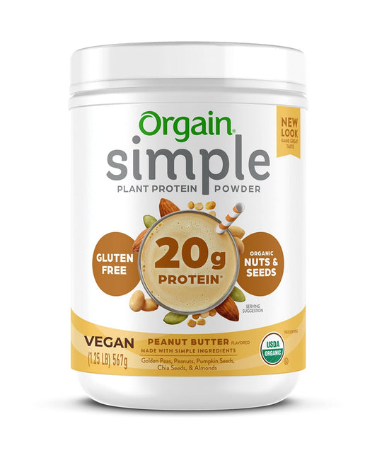 Orgain Organic Simple Vegan Protein Powder, Peanut Butter - 20g Plant Based Protein - NutriGlobal