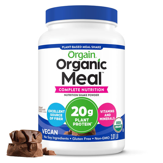 Orgain Organic Vegan Meal Replacement Protein Powder, Creamy Chocolate Fudge - 20g Plant Based Protein, Gluten Free, Dairy Free, Lactose Free, Soy Free, No Sugar Added, - NutriGlobal