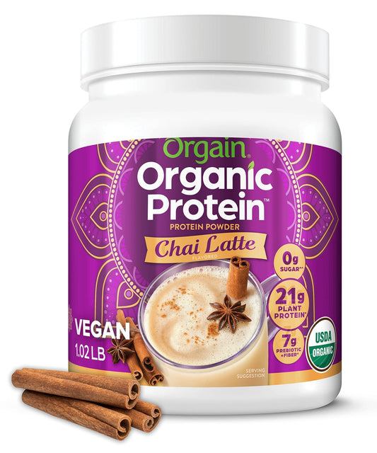 Orgain Organic Vegan Protein Powder, Chai Latte - 21g Plant Based Protein, Gluten Free - NutriGlobal