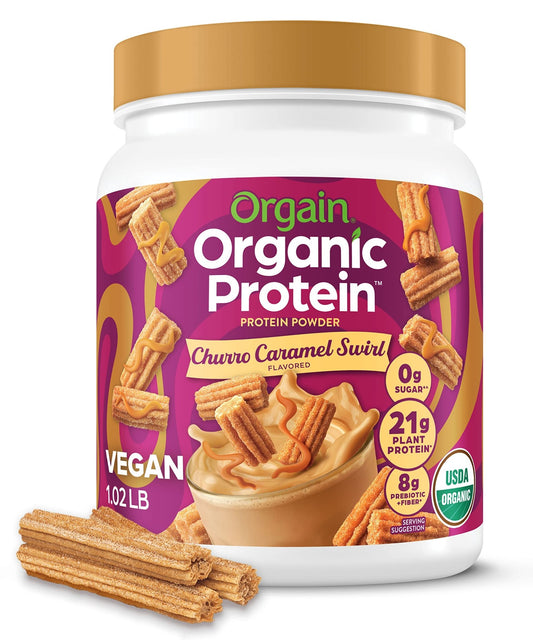 Orgain Organic Vegan Protein Powder, Churro Caramel Swirl - 21g Plant Based Protein - NutriGlobal
