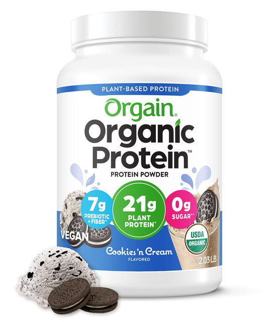 Orgain Organic Vegan Protein Powder, Cookies and Cream - 21g Plant Based Protein - NutriGlobal