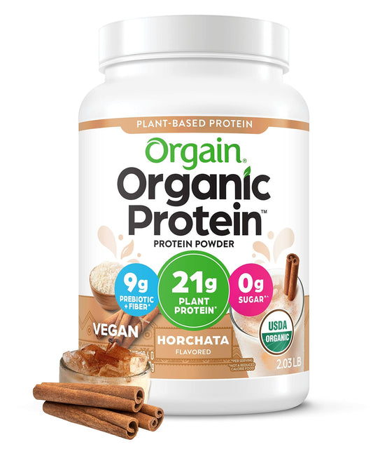 Orgain Organic Vegan Protein Powder, Horchata - 21g of Plant Based Protein, Low Net - NutriGlobal