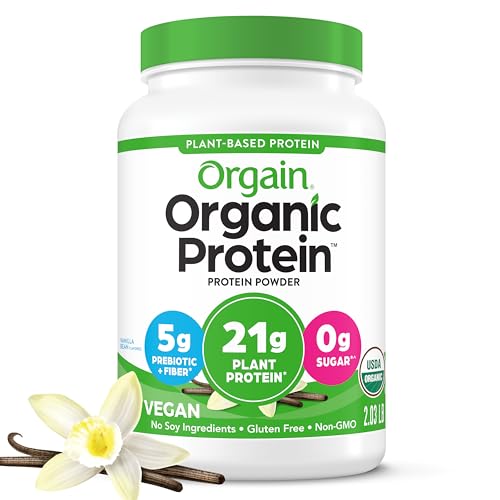 Orgain Organic Vegan Protein Powder, Vanilla Bean - 21g Plant Based Protein, Gluten Free - NutriGlobal