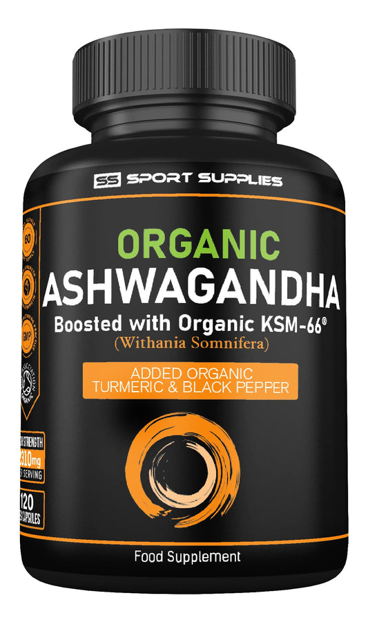 Organic Ashwagandha Capsules 1200mg Boosted with 100mg of Organic KSM-66 - NutriGlobal