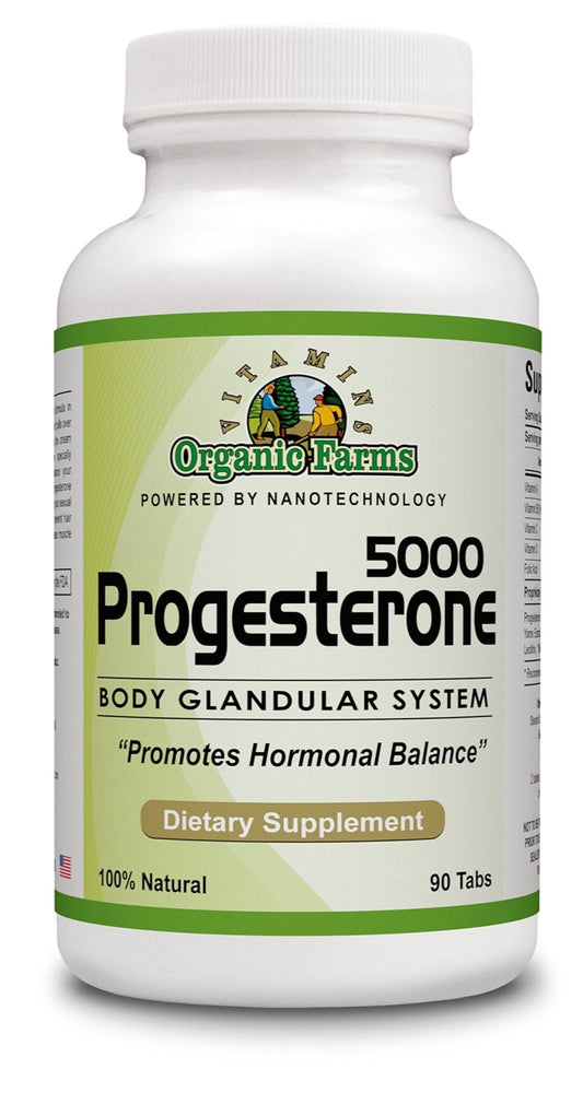 Organic Farm Vitamins Progesterone 5000 - Body glandular System Dietary Supplement, 100% Natural Progesterone Pills - Formula to Balance Hormones - progesterone Supplement, 90 Tablets - NutriGlobal