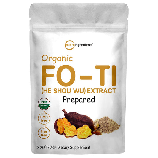 Organic He Shou Wu, Pure Fo Ti Extract Powder, 6 Ounce, Prepared Foti Steaming - NutriGlobal