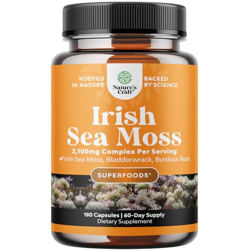 Organic Irish SeaMoss Capsules - Sea Moss and Bladderwrack Capsules with Burdock - NutriGlobal