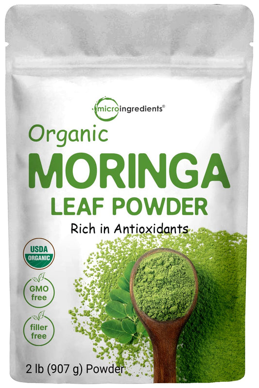 Organic Moringa Oleifera Leaf Powder for Hair, 2 Pounds, Rich in Antioxidants and Immune - NutriGlobal