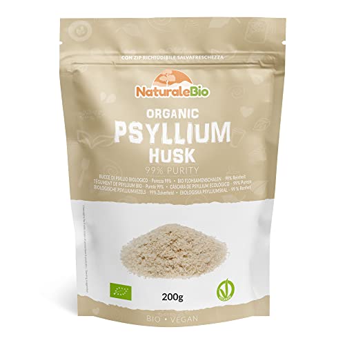 Organic Psyllium Husk - 99% Purity - 200g. Pure & Natural Psyllium Seed Husks - NutriGlobal