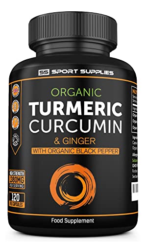 Organic Turmeric Capsules High Strength and Black Pepper with Active Curcumin - NutriGlobal