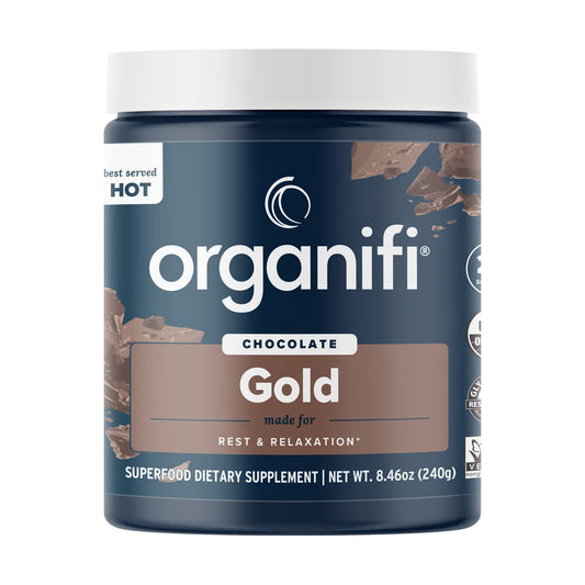 Organifi - Gold Chocolate - Superfood Supplement Powder - 20 Day Supply - Supports Rest - NutriGlobal