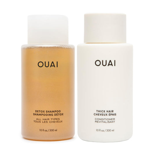 OUAI Detox Shampoo & Thick Hair Conditioner Bundle - Clarifying Shampoo for Build Up, Dirt, Oil, Product and Hard Water & Moisturizing Conditioner for Thick Hair (2 Count) - NutriGlobal