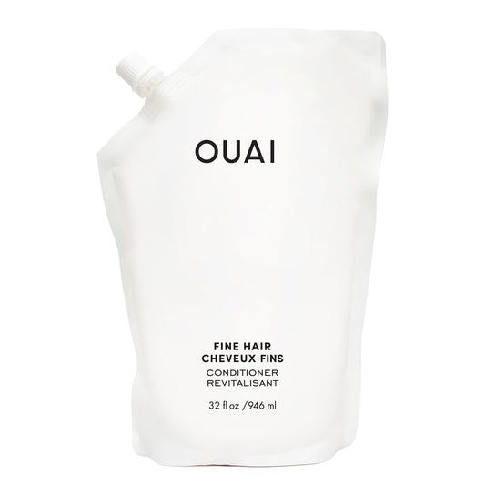 OUAI Fine Hair Conditioner Refill - Volumizing Conditioner Made with Keratin, Biotin and Chia Seed Oil - Adds Softness, Bounce and Volume - Free from Parabens, Sulfates, and Phthalates (32 Oz) - NutriGlobal