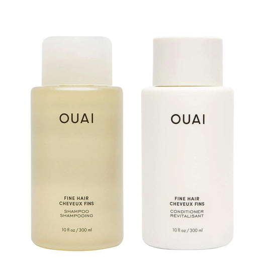 OUAI Fine Shampoo and Conditioner Set - Sulfate Free Shampoo and Conditioner for Women & Men - Made with Keratin, Marshmallow Root, Shea Butter & Avocado Oil - Free of Parabens & Phthalates (10 Fl Oz) - NutriGlobal