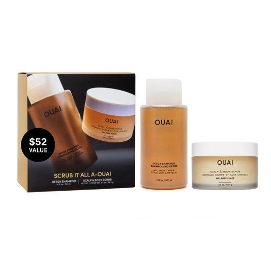 OUAI Hair Care Set - Clarifying Shampoo & Exfoliating Scalp Scrub - Deep Cleansing & Balancing - Hair Care Kit with Detox Shampoo & Travel Size Sugar Scrub for Scalp (2 Count) - NutriGlobal