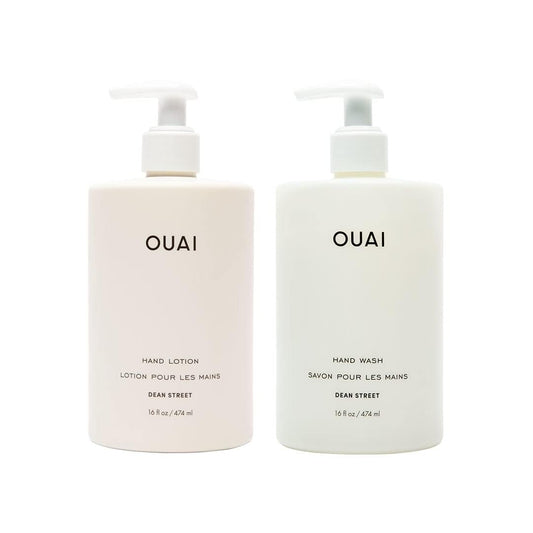 OUAI Hand Wash and Hand Lotion Set, Dean Street Scent - Moisturizes and Exfoliates with Daily Use - Made with Jojoba Esters, Avocado & Rosehip Oils (16 Fl Oz Each) - NutriGlobal
