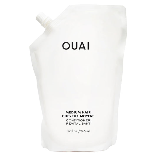 OUAI Medium Conditioner Refill - Hydrating Hair Conditioner with Coconut Oil, Babassu Oil, and Keratin - Strengthens, Repairs and Adds Shine - Paraben and Phthalate Free Hair Care Products (32 Oz) - NutriGlobal