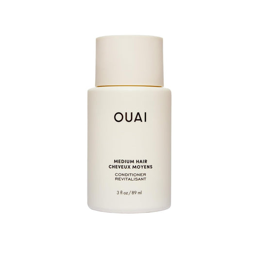 OUAI Medium Conditioner Travel Size - Hydrating Hair Conditioner with Coconut Oil, Babassu Oil, and Keratin - Strengthens, Repairs and Adds Shine - Paraben and Phthalate Free Hair Care Products (3 Oz) - NutriGlobal