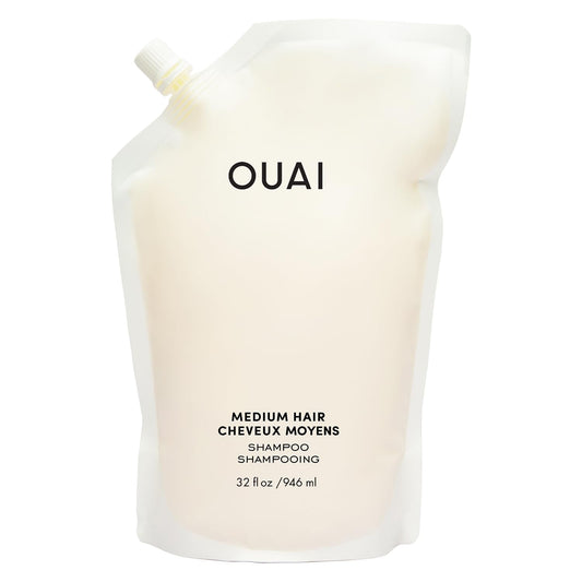 OUAI Medium Shampoo Refill - Hydrating Shampoo with Coconut Oil, Babassu, Kumquat Extract and Keratin - Strengthens, Nourishes and Adds Shine - Paraben, Phthalate and Sulfate Free Hair Care (32 Fl Oz) - NutriGlobal