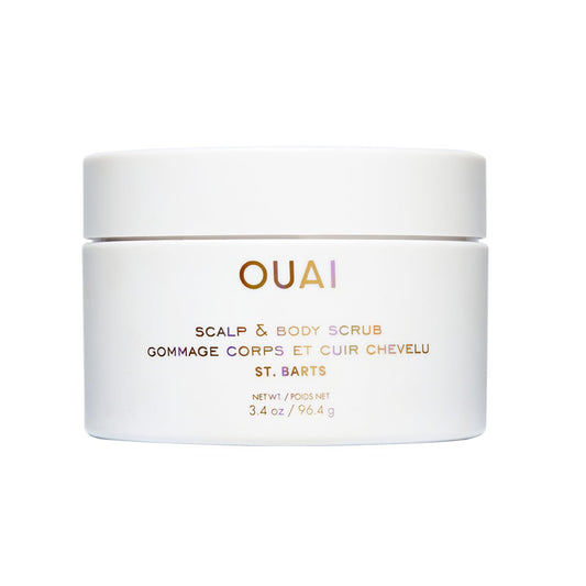 OUAI Scalp & Body Scrub, St. Barts Travel Size - Exfoliating Body Scrub with Sugar & Coconut Oil Blend for Smooth, Moisturized Skin - Gentle Scalp Exfoliator for Removing Product Build Up (3.4 oz) - NutriGlobal