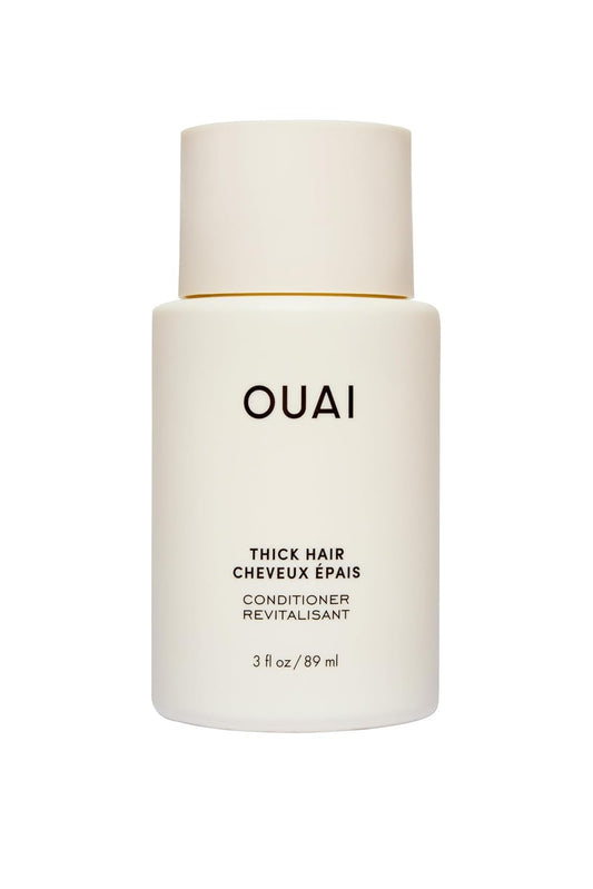 OUAI Thick Hair Conditioner Travel Size - Moisturizing Conditioner for Dry, Frizzy Hair - Keratin, Marshmallow Root, Shea Butter and Avocado Oil - Paraben, Phthalate and Sulfate Free (3 Oz) - NutriGlobal